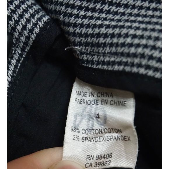 Theory Women's Black & White Houndstooth Gratilla Sz 4 Trousers Dress Pants - Picture 7 of 8